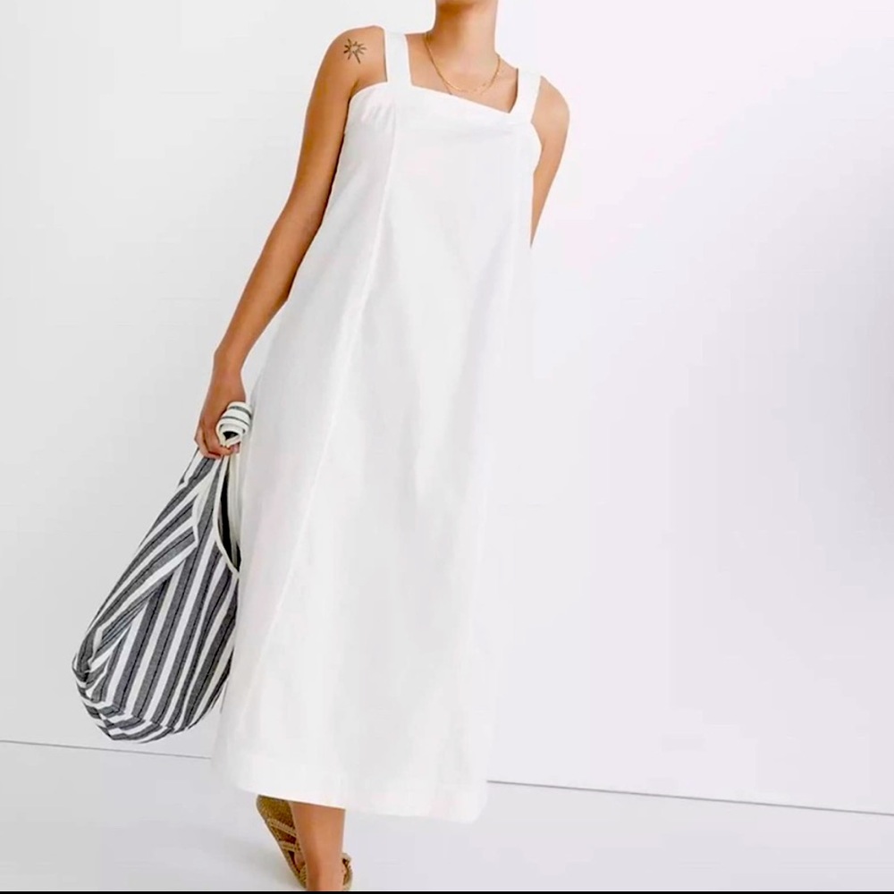 NWT Madewell Linen Cotton Princess-Seamed Midi Dress